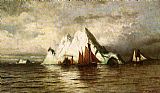 The Icebergs Paintings - Fishing Boats and Icebergs by William Bradford